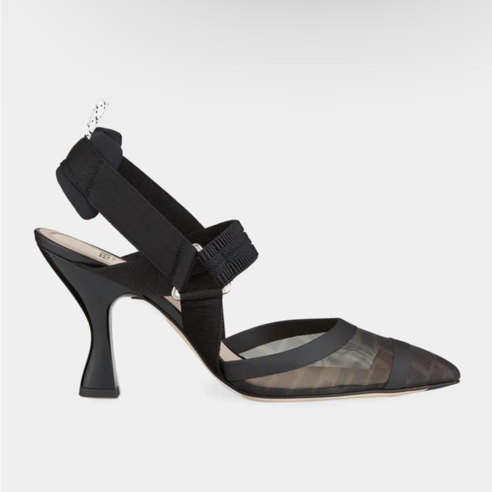 FENDI Colibri FF Mesh Slingback High Heel  Pumps EU 39.5